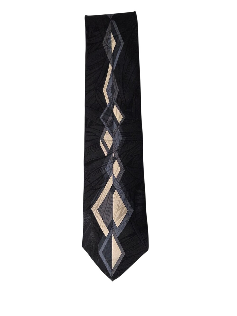 GEOFFREY BEENE Art Deco Retro Design Black Silk Necktie NWOT